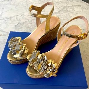 Stuart Weitzman metallic wedge sandals